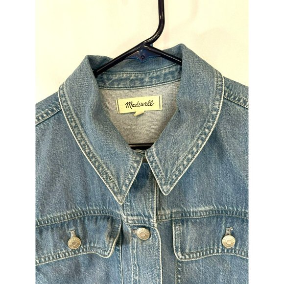 Madewell Women's Collared Denim Vest Light Wash Size Small With Pockets - Picture 3 of 12